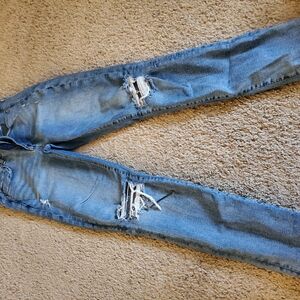 Women's Distressed Blue Jeans